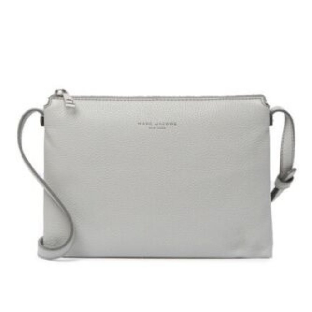 New MARC JACOBS Light Grey Leather Crossbody Bag Style# M0013555